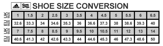 Adidas golf shoe store size chart